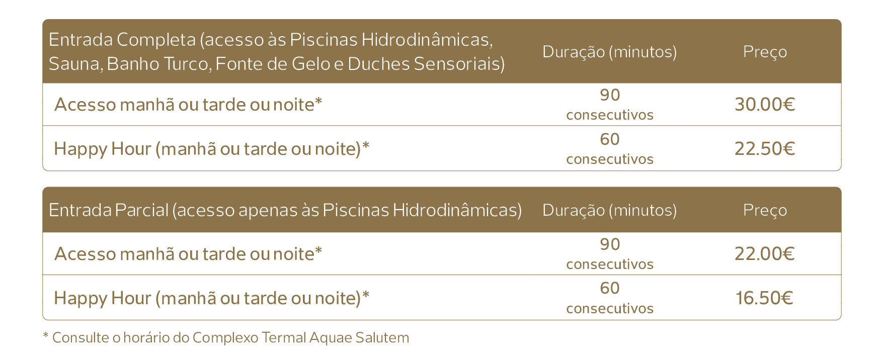 Preçário